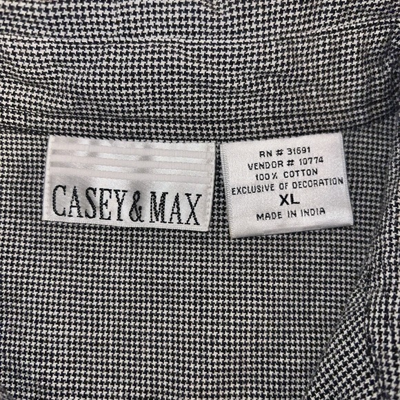 Casey & Max Vintage Christmas Shirt Embroidered Black White Houndstooth XL - Picture 3 of 4